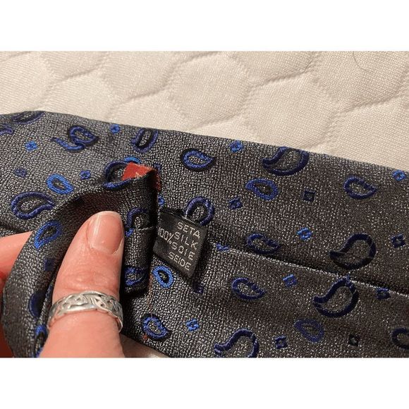 Tino Cosma ☀️ Men Paisley Silk Tie Gray - Picture 2 of 4
